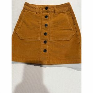 Wild Fable Women's Yellow Corduroy Button-Front Mini Skirt Size 00